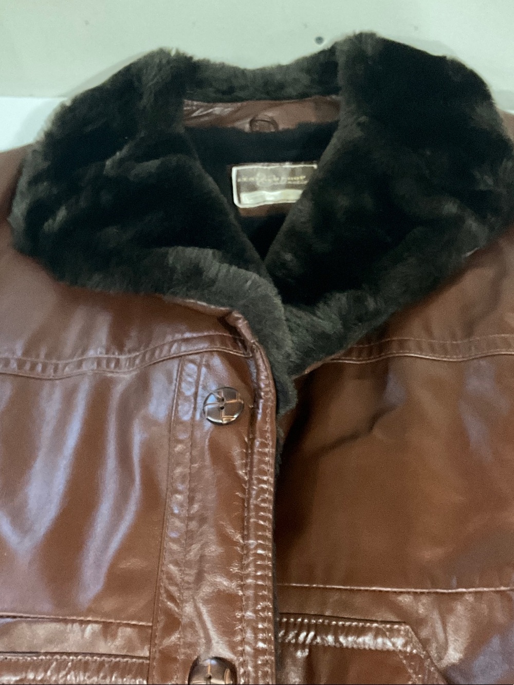 Vintage Sears Leather shop men’s brown leather coat with fur collar and lined